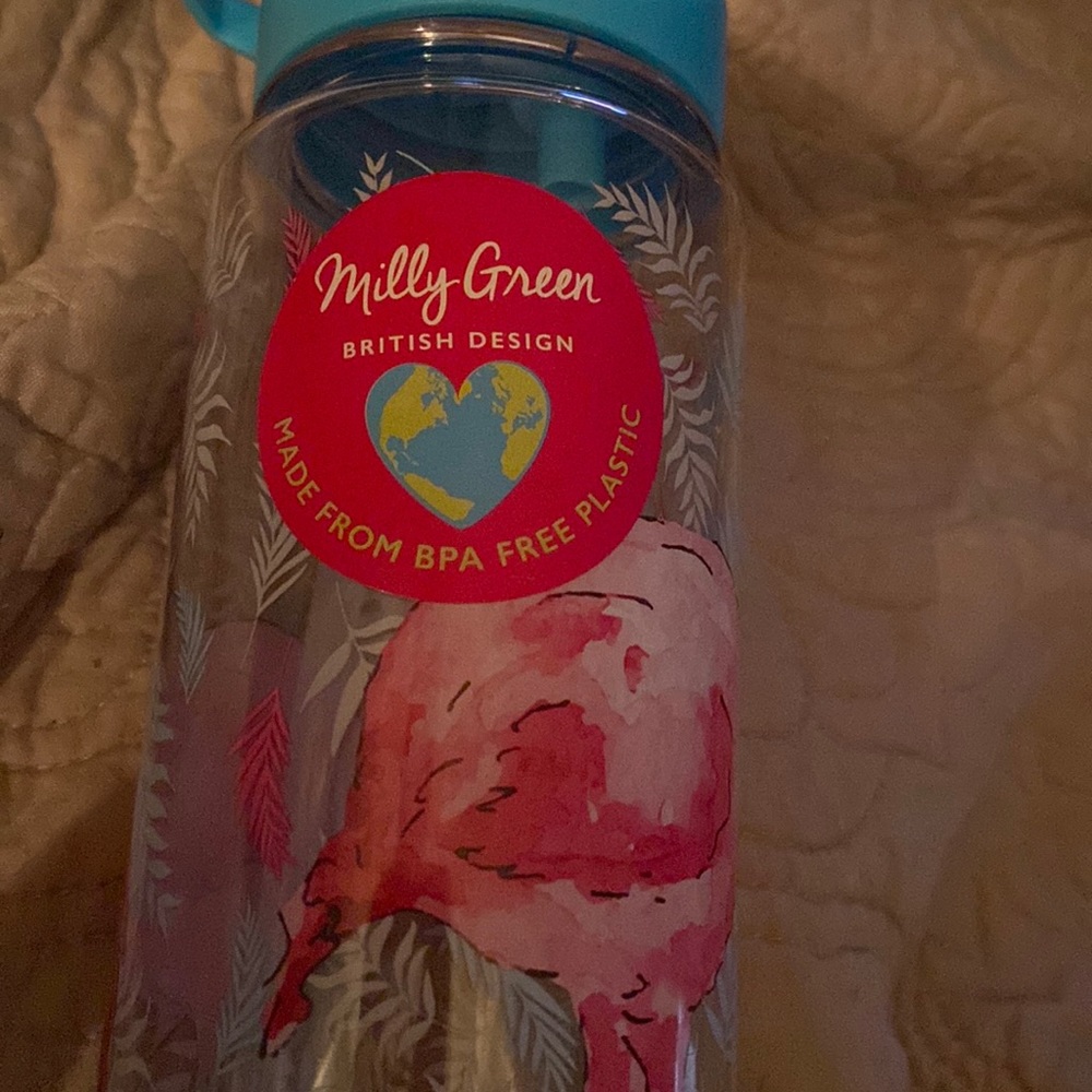 Milly Green -Flamingo Water Bottle, New